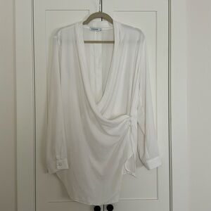 Drapey white wrap blouse